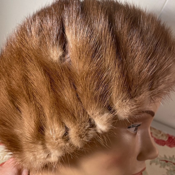 ?HP? MINK Fur Hat Vintage Handcrafted Uniquely Scrolled Beret Cupped Hat main image 7